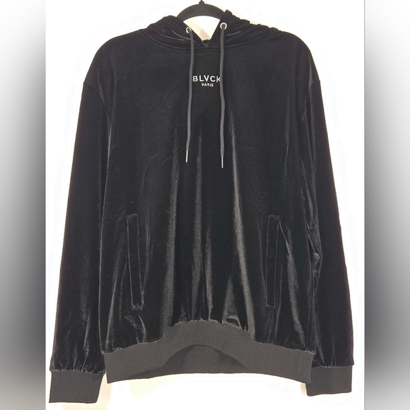 BLVCK PARIS VELVET PULLOVER HOODIE. - Picture 1 of 7